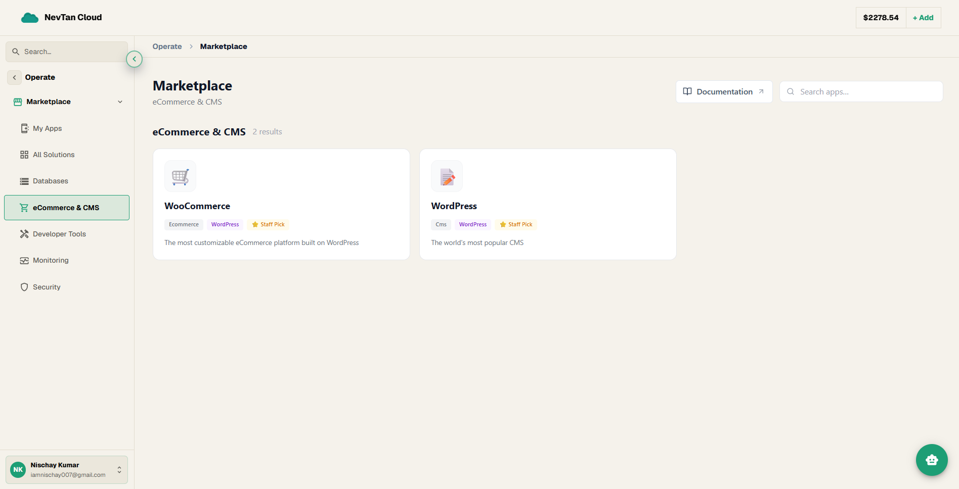 Marketplace catalog filtered to the E-commerce & CMS category